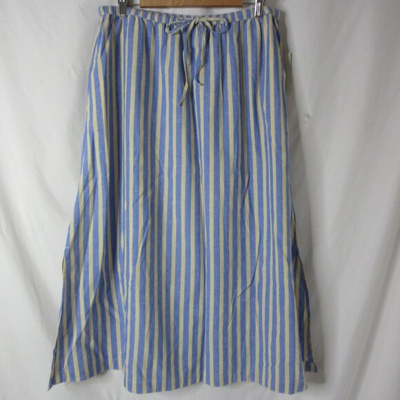 Universal Thread Dresses & Skirts - Universal Thread Skirt Midi A Line Cotton Linen Blue Tan Stripes Size Large NWT